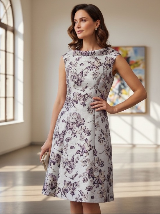 Adrianna Papell Dresses & Skirts - Adrianna Papell Floral Metallic Jacquard Fit & Flare Dress